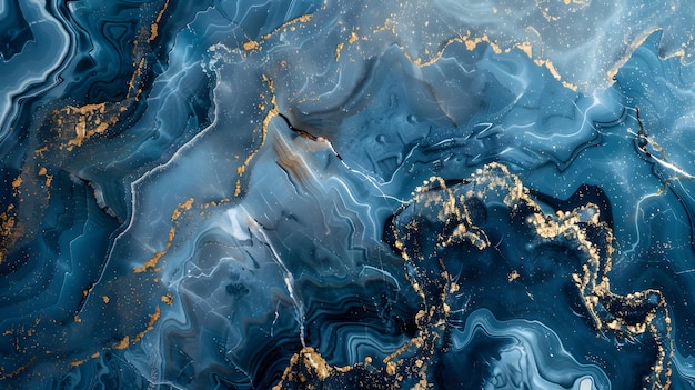 abstrakter Hintergrund weißer blauer Marmor mit goldener Glitzer Adern Stein Textur