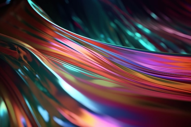 Abstrakter holografischer Hintergrund Bunter Grafikdesign-Trend Mehrfarbige Verlaufssubstanz Flüssige Neonfarben lecken Moderne Cover-Vorlage Generative AI