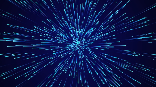 Abstrakter kreisförmiger Hintergrund Starburst-dynamische Linienmuster Abstrakter Datenfluss Hintergrund 3D-Rendering