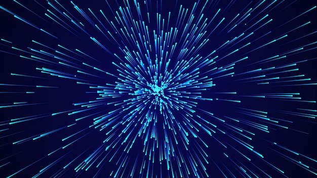 Abstrakter kreisförmiger Hintergrund Starburst-dynamische Linienmuster Abstrakter Datenfluss Hintergrund 3D-Rendering