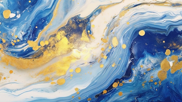 Abstrakter künstlerischer Hintergrund mit blauem Marmor und goldenen Farbflecken