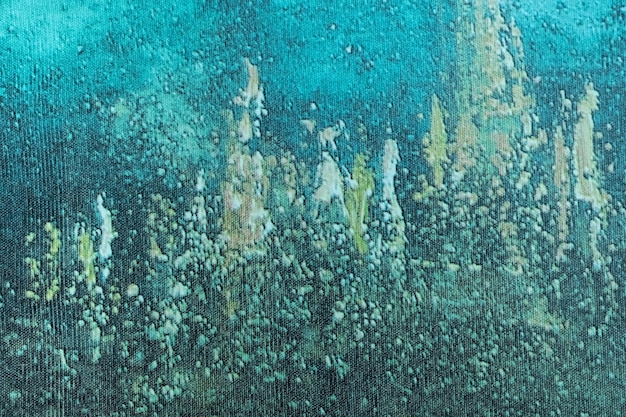 Abstrakter Kunsthintergrund in dunkelblauen und türkisfarbenen Farben Aquarellmalerei auf Leinwand mit azurblauem Farbverlauf