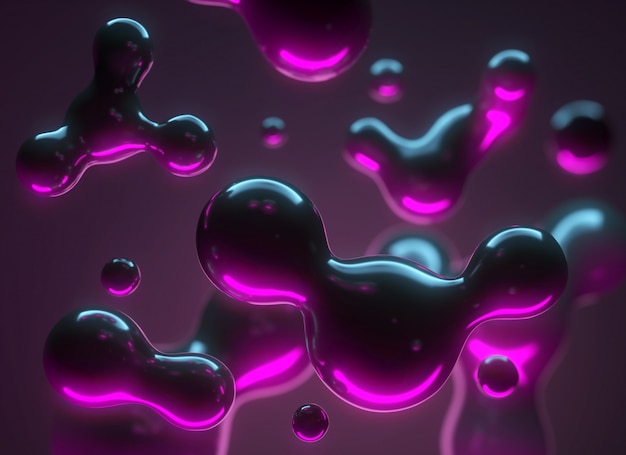 Abstrakter Lichtfarbfluidfluss formt Hintergrund, 3D-Rendering.