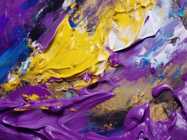Abstrakter lila und gelber Farbhintergrund Acryl-Textur-Hintergrund Generative AI