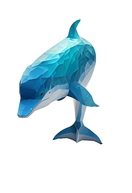 Abstrakter Lowpoly-Delphin auf weißem Hintergrund