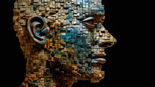 Abstrakter menschlicher Kopf aus Puzzle Psychologie Gehirn Neurose zwanghaft Generative KI Bild Weber