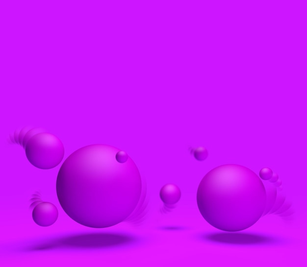 Abstrakter minimaler Hintergrund mit Bällen und Kopie space3d Illustration