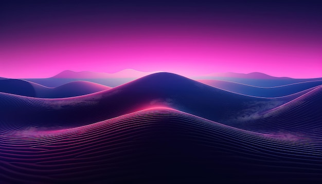 abstrakter moderner minimaler Neon-Hintergrund in einer leeren Wüste