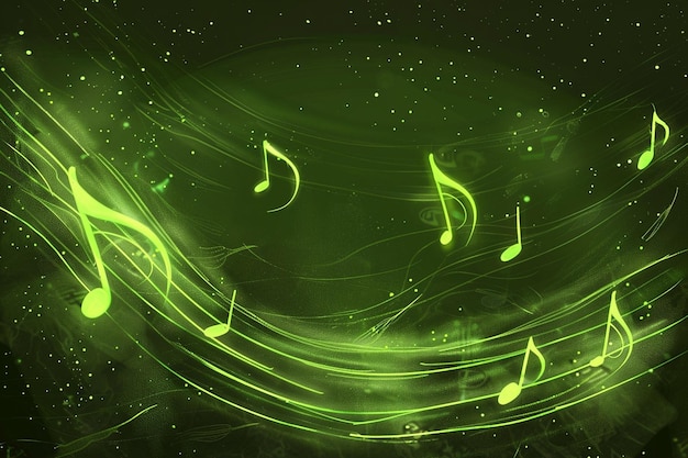 Abstrakter Musikhintergrund mit grünen Neonlichtern