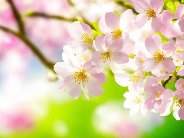 Abstrakter Naturhintergrund mit frühlingsblühenden Blumen, die von der KI generiert wurden