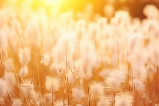 Abstrakter Naturhintergrund Tussock-Wollgras bei Sonnenuntergang