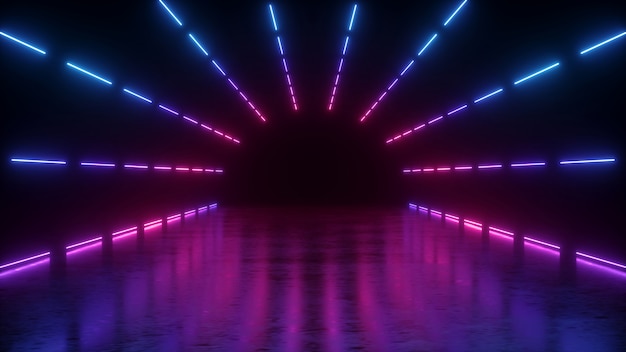 Abstrakter Neonhintergrund der rosa blauen leuchtenden Linien