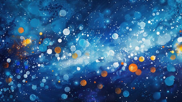 Abstrakter orangefarbener und blauer Hintergrund mit Punkten und Kreisen Tapete im Stil moderner Künstler