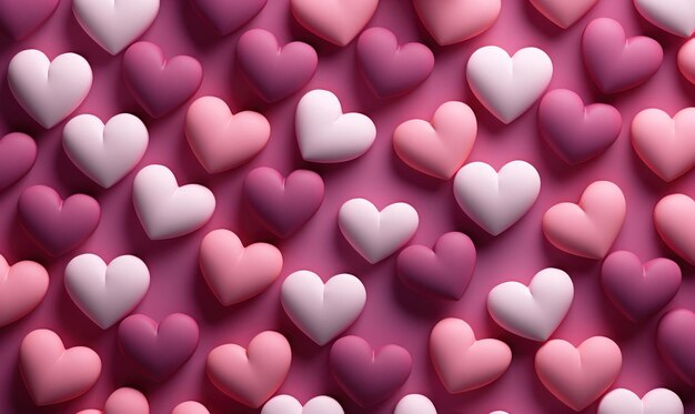 Abstrakter Panorama-Hintergrund mit rosa und weißen Herzen Konzept Liebe