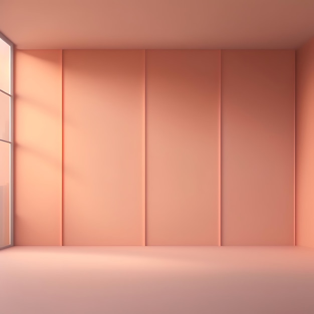 Abstrakter pastellbeiger Wandhintergrund mit Schatten des Fensters. Leeres Studio für die Produktpräsentation