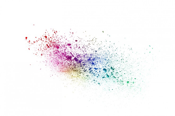 abstrakter Puder splatted Hintergrund. Bunte Puderexplosion auf weißem Hintergrund.