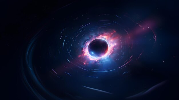 Foto abstrakter raum mit glühendem nebel galaxie im raum schwarzes loch im raum generative ai