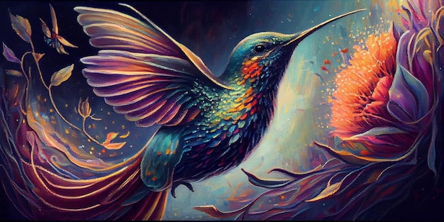 Abstrakter Regenbogen bunt aus Vogelnahaufnahme, Illustration, kreative Kunst, generative KI