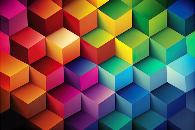 Abstrakter regenbogenfarbener geometrischer Hintergrund mit viel Platz zum Kopieren Regenbogen aus bunten Blöcken abstrakter Hintergrund Generative AI abstrakter geometrischer Mosaik-Regenbogen