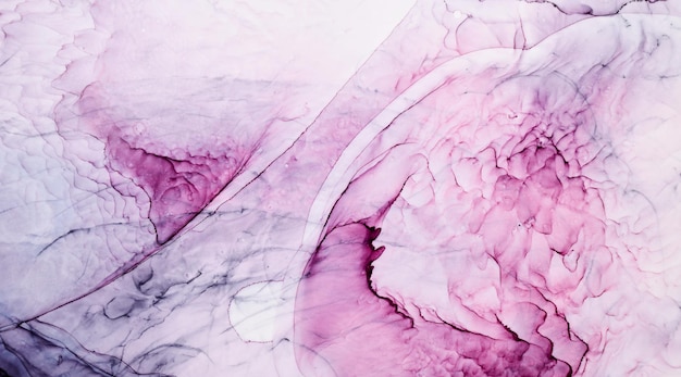 Abstrakter rosa grauer Aquarellhintergrund. Malen Sie Flecken und wellige Stellen in Wasser, luxuriöse flüssige flüssige Kunsttapeten