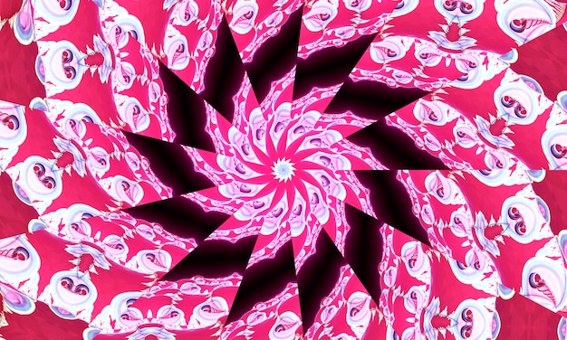 Abstrakter rosa kaleidoskophintergrund. schöne mandala-textur. einzigartiges kaleidoskop-design. blumenmuster-illustrationshintergrund.