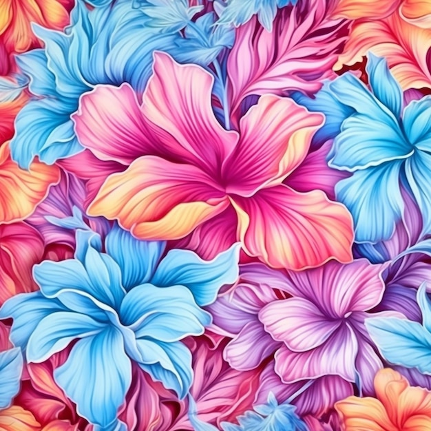 Abstrakter rosa und blauer Blumenmusterhintergrund