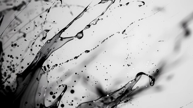 Abstrakter schwarz-weißer Hintergrund mit Wasserspritzungen und Tropfen Generative KI-Illustrationen