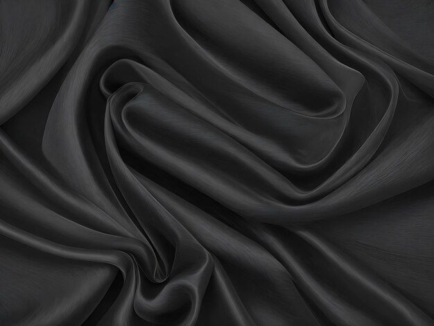 Abstrakter schwarzer Hintergrund Schwarzer Seiden-Satin-Hintergrund Schöne weiche Falten auf dem Stoff