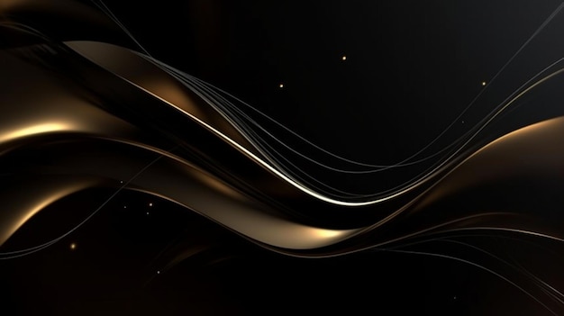 Abstrakter schwarzer und goldener Linienhintergrund mit Lichteffekt