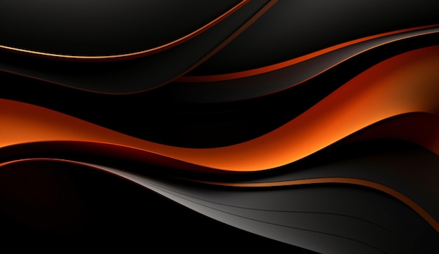 Abstrakter schwarzer und orangefarbener, feuriger, flüssiger 3D-Hintergrund mit Farbverlauf