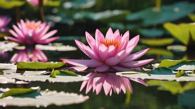 Abstrakter Sommerhintergrund Bokeh-Wasserlilien im Teich