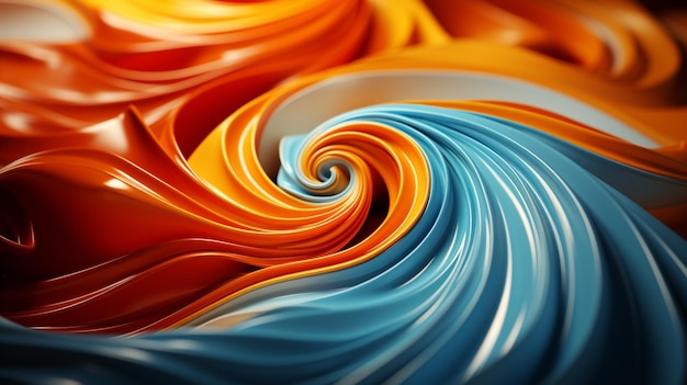abstrakter Spirallinien-Hintergrund 3D-chaotisch glänzend generierte KI