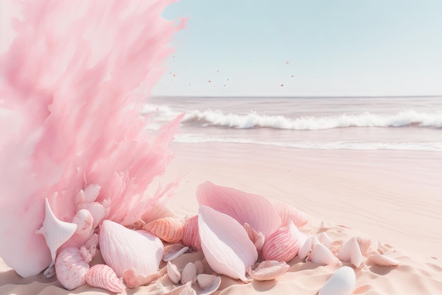 Abstrakter Strandhintergrund im Aquarellstil, generativ