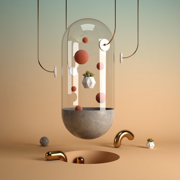 Abstrakter Surrealismus formt Kunst 3D-Rendering