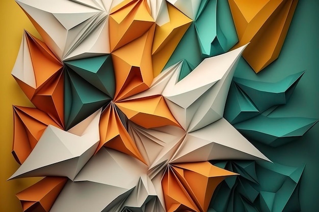 Abstrakter Tapetenhintergrund im farbigen Origami-Stil AI-Technologie generiertes Bild
