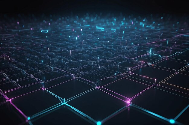 Abstrakter Technologie-Hintergrund Hintergrund 3D-GitterCyber-Technologie Ai-Technisches Drahtnetz futuristisches Drahtrahmen