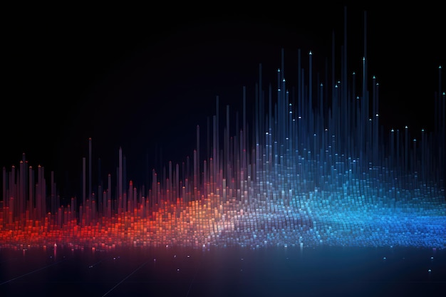 abstrakter Technologie-Hintergrund mit blauer und roter Equalizer-Vektor-Illustration Abstrakter Hintergrund in Wissenschaft und Technologie KI generiert