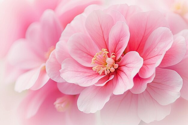 Abstrakter weich-süß-rosa Blüten-Hintergrund aus Begonienblüten