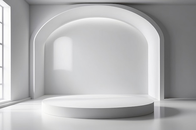 Abstrakter weißer 3D-Studio-Hintergrund für die Präsentation von kosmetischen Produkten