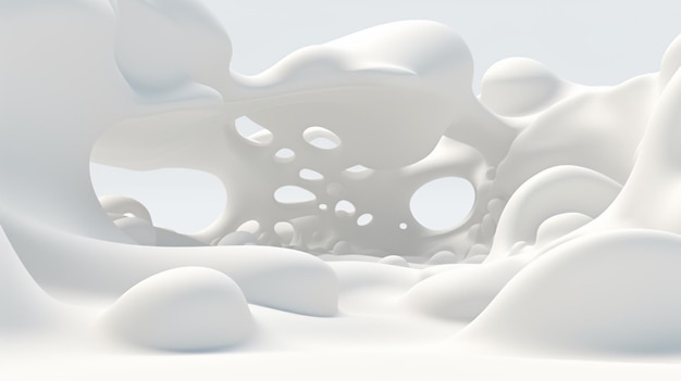Abstrakter weißer flüssiger 3D-Renderhintergrund