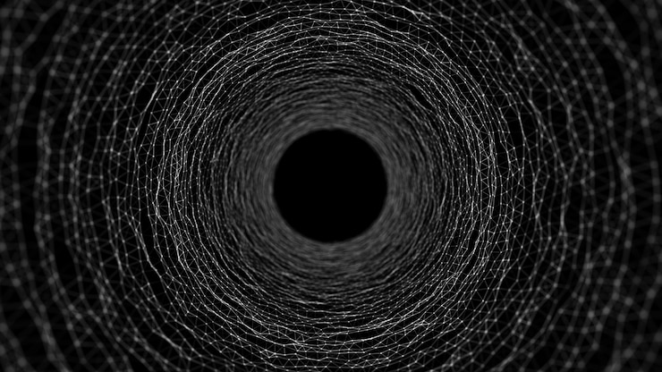Foto abstrakter wireframe-tunnel wurmloch 3d-portalgitter futuristischer fantasy-trichter 3d-rendering