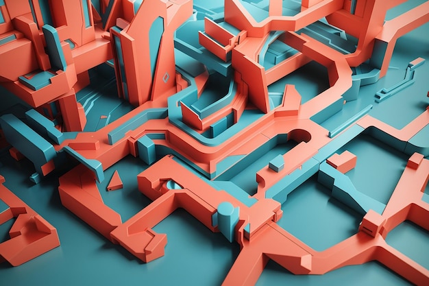 Abstraktes 3D-Render moderner geometrischer Hintergrundgrafikdesign