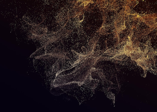 Abstraktes 3d-rendering von fliegenden partikeln