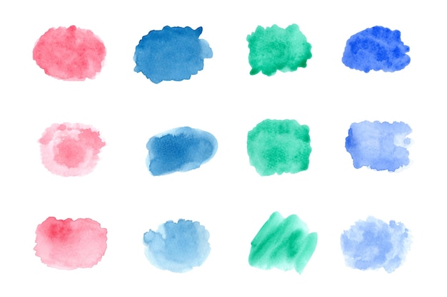 Abstraktes Aquarell auf weißem Hintergrund Die Farbe, die auf dem Papier spritzt, ist von Hand gezeichnet