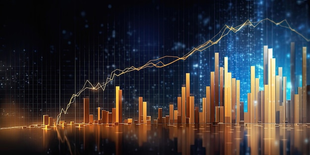 Abstraktes Balkendiagramm mit der Linie, die das Wachstum zeigt Erfolgvolles Investitionskonzept Generative KI