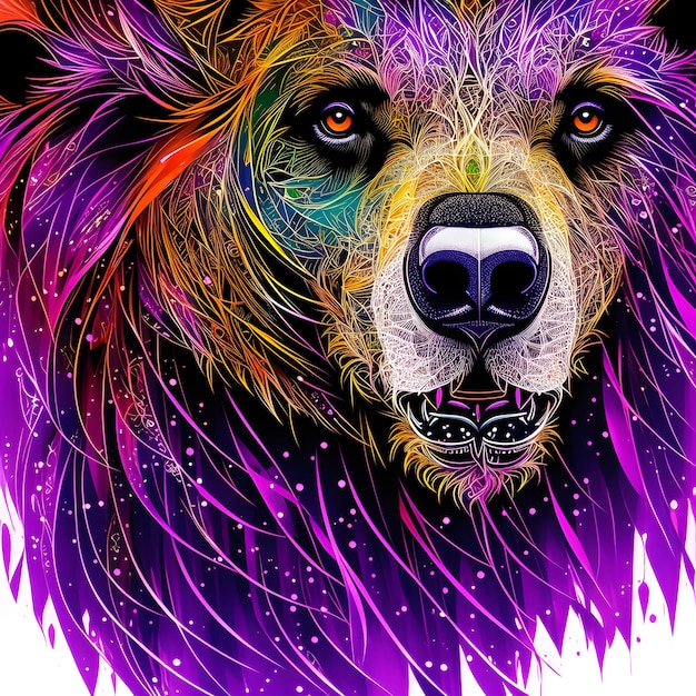 Abstraktes Bild eines Bären, mehrfarbig, von der KI erzeugt