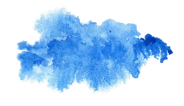 Abstraktes blaues Aquarell isoliert auf weißem Hintergrund