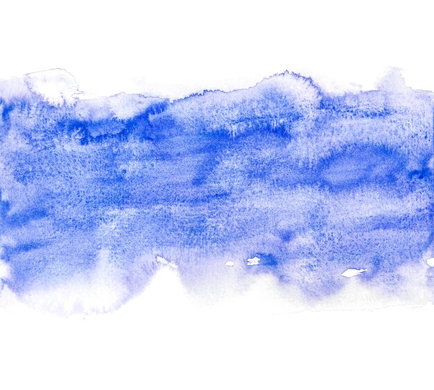 Abstraktes blaues spritzendes Aquarell, Handfarbe auf Papier.