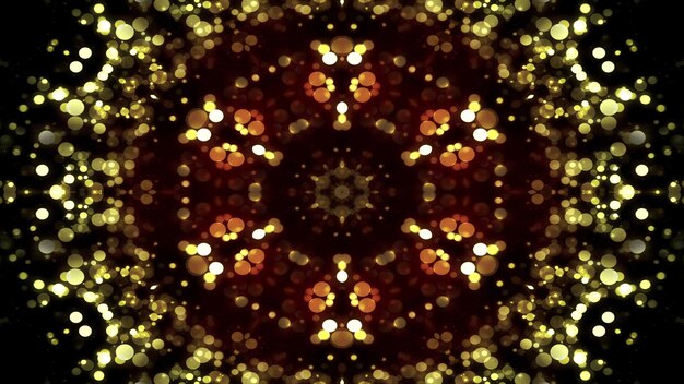 Abstraktes, buntes, glänzendes und hypnotisches Konzept, symmetrisches Muster, dekorative dekorative Kaleidoskopbewegung, geometrische Kreis- und Sternformen