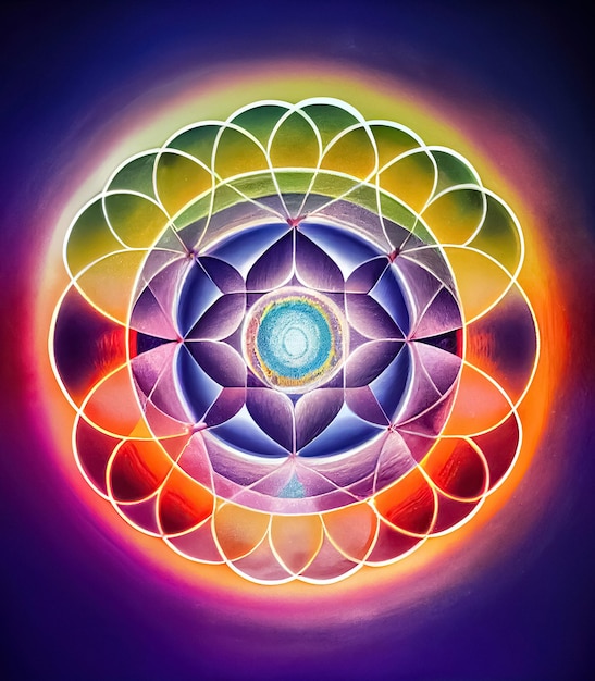 Foto abstraktes design des astralen spirituellen energiefeldes chakra meditation chakra mandala blume